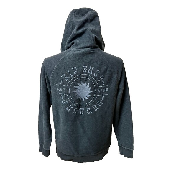 Vtg Rip Curl Culture Men's S Embroidered Cotton Hoodie Sweatshirt Blue Sun Surf - Picture 1 of 7